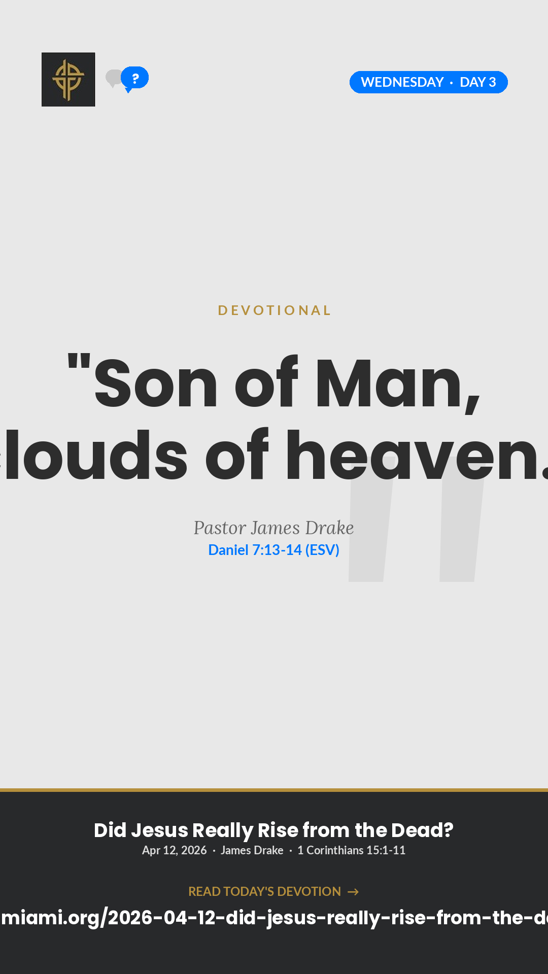 Son of Man, Clouds of Heaven devotional card