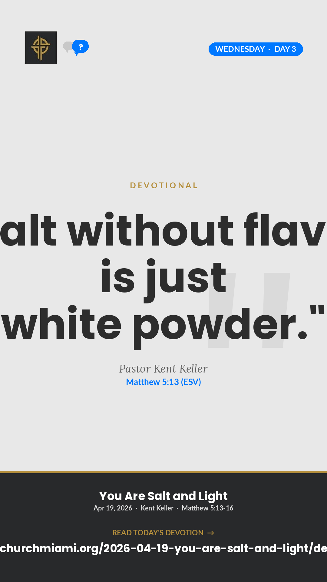 Salt Without Flavor devotional card