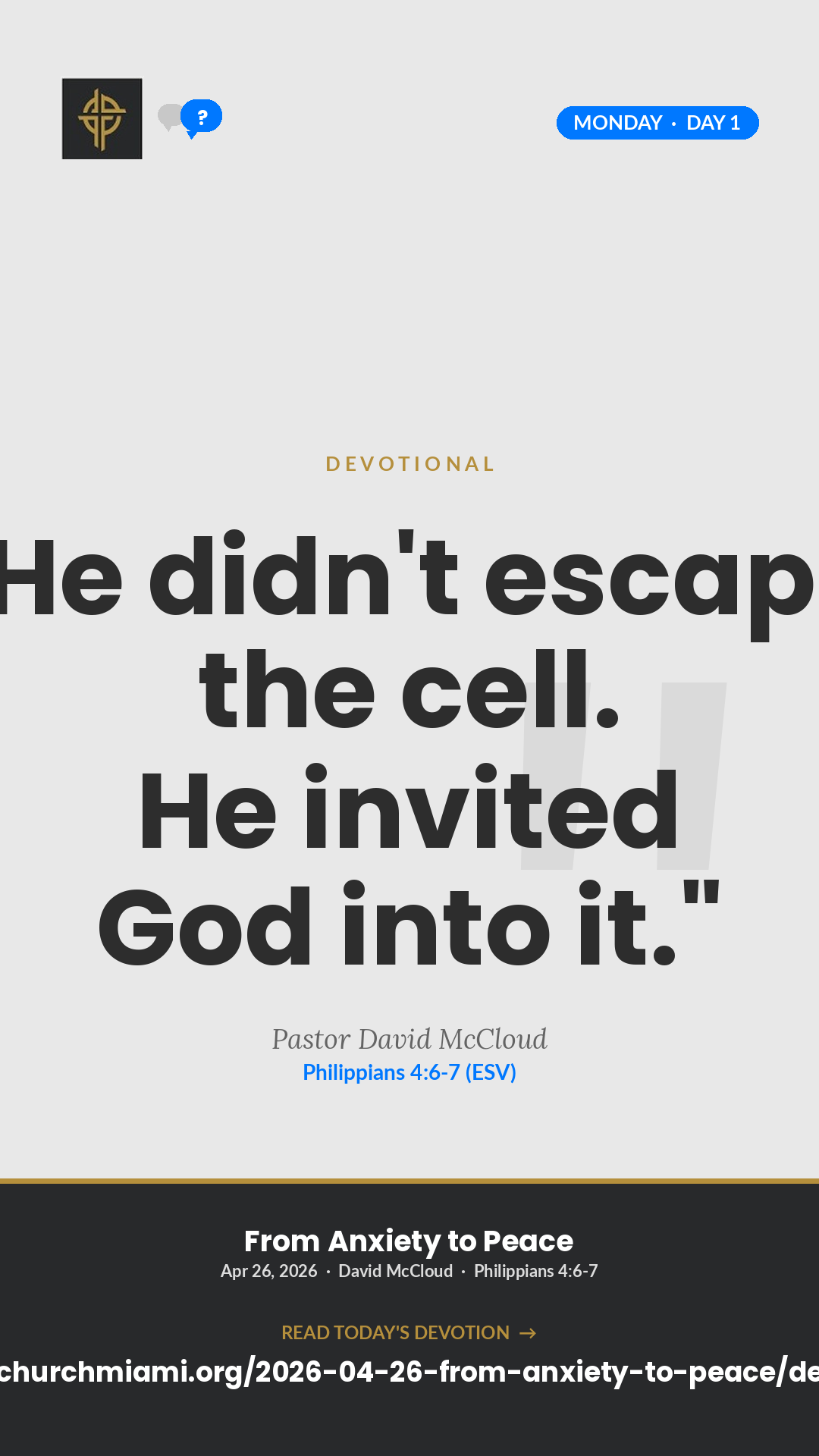 The Letter From the Cell devotional card