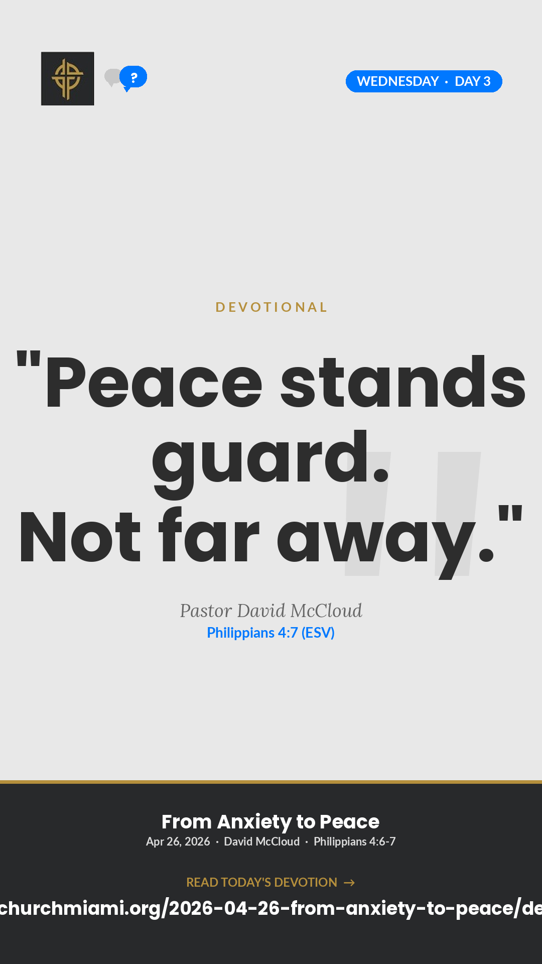 A Peace That Guards devotional card
