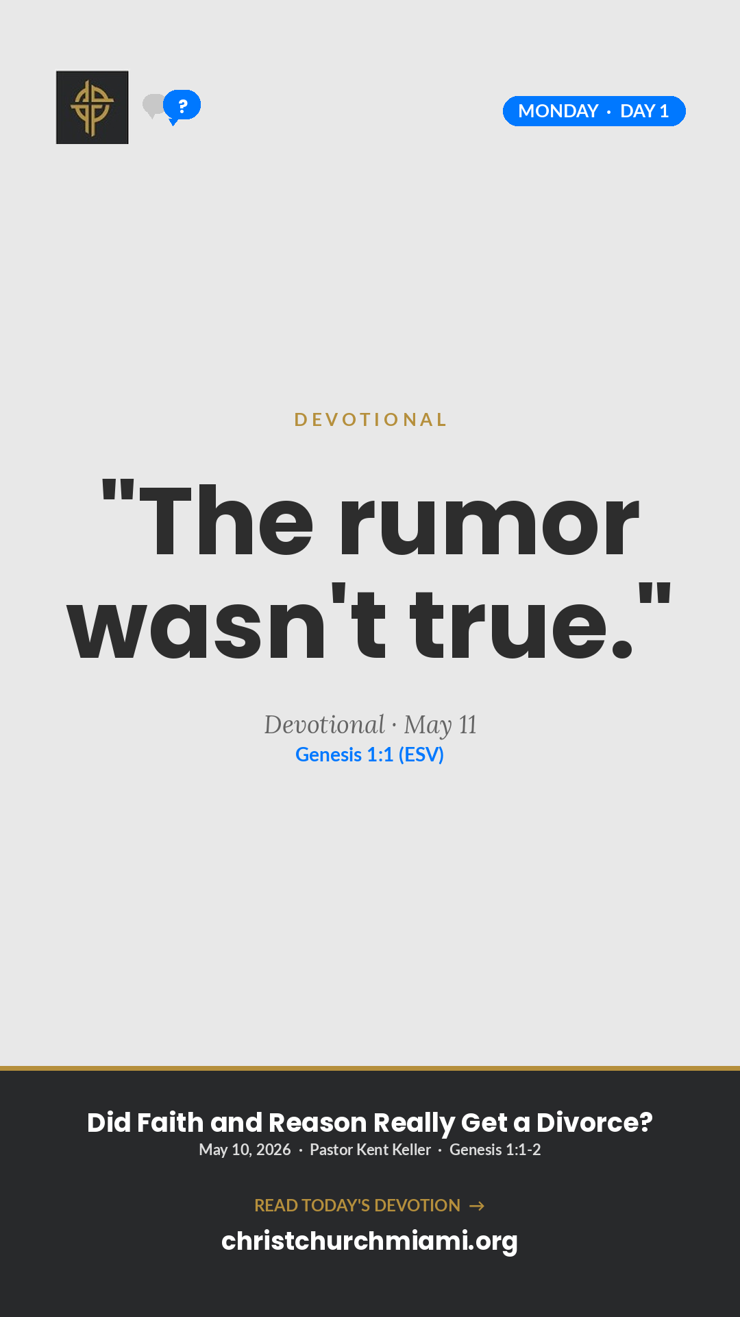 The Rumor Was Wrong devotional card