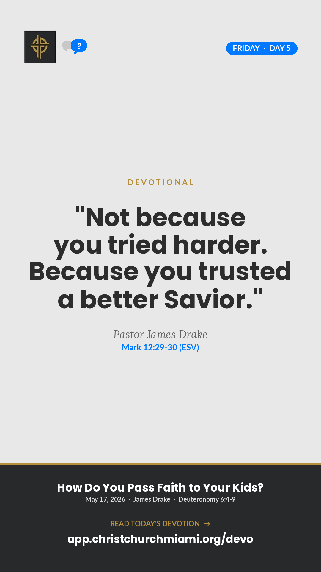 Not Try Harder. Trust Deeper. devotional card