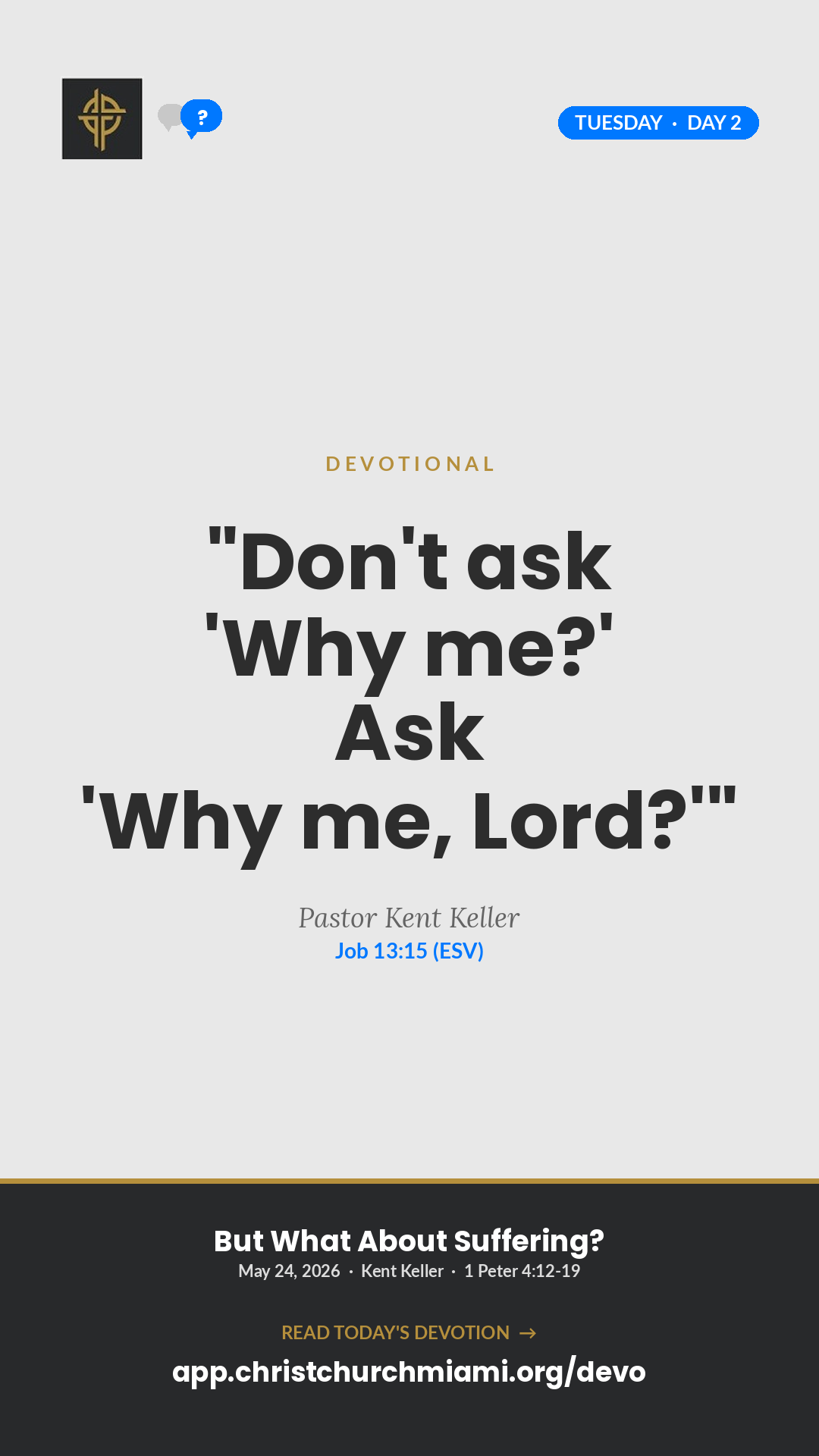 Not Why Me — Why Me, Lord? devotional card