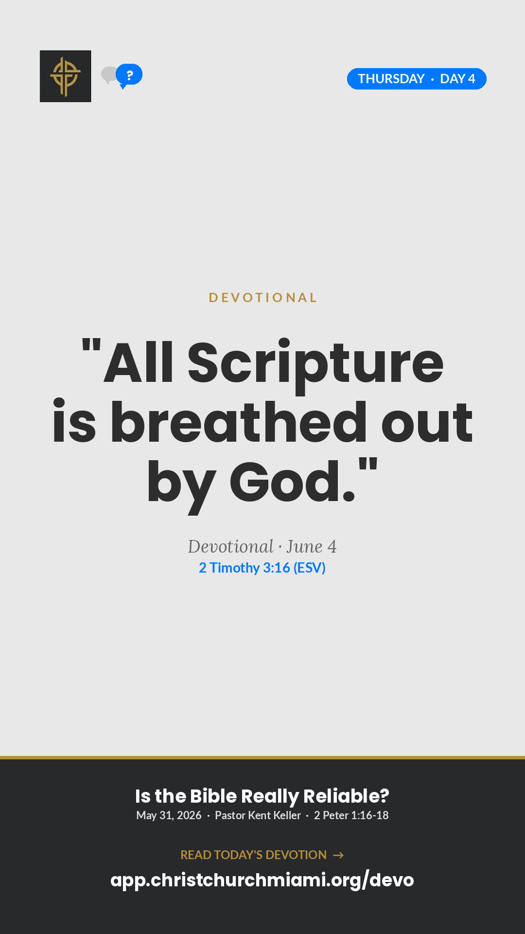 More Reliable Than History devotional card