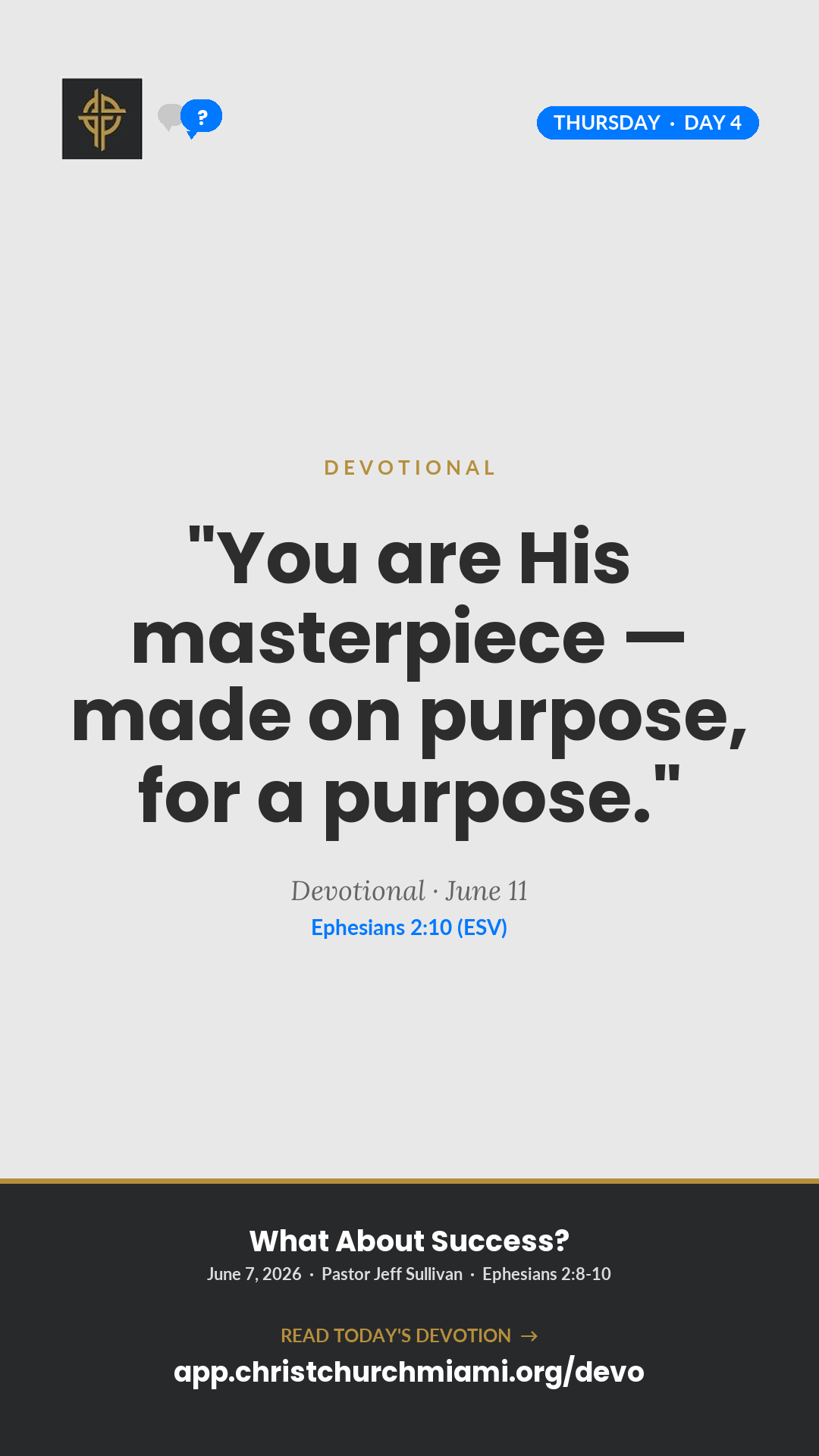 You Are His Masterpiece devotional card