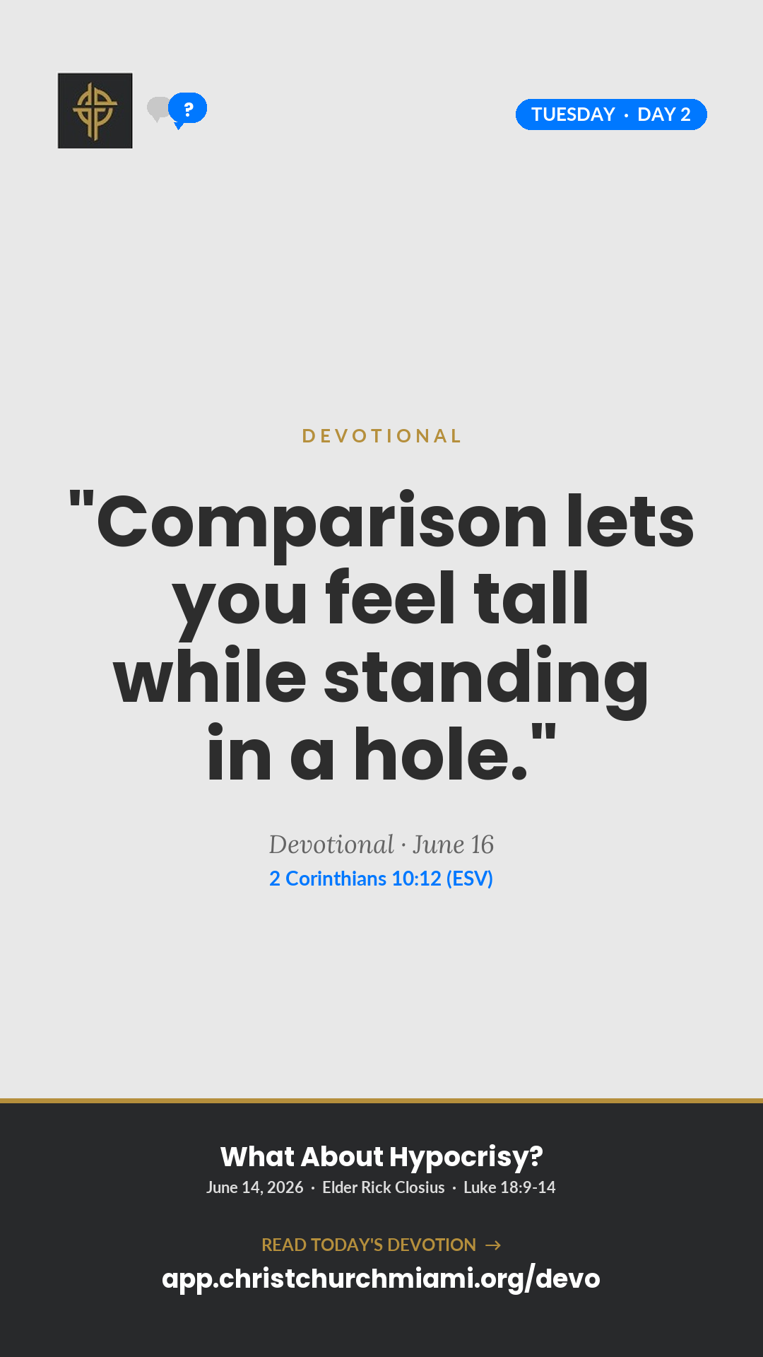 The Comparison Trap devotional card