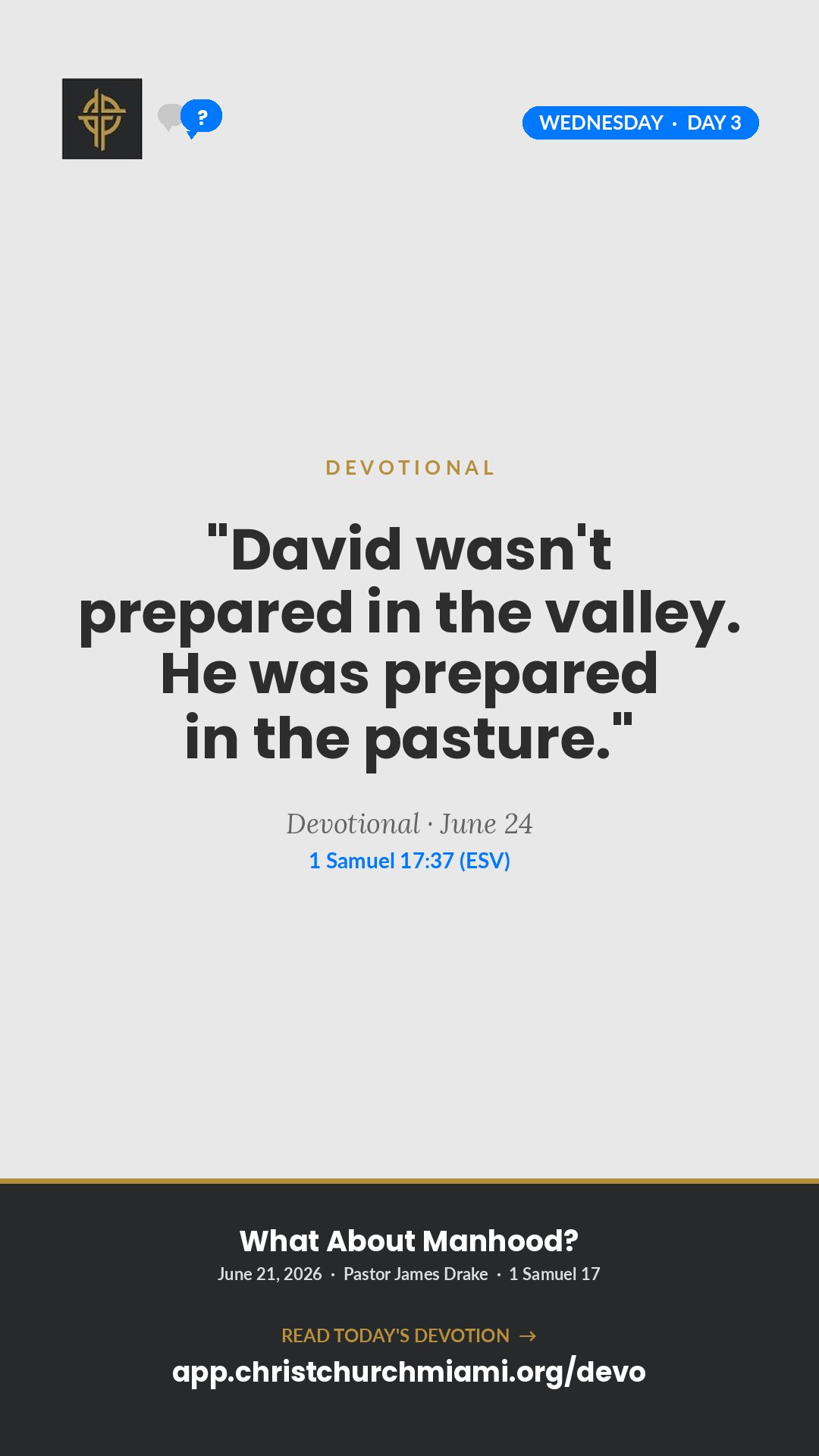 Prepared in the Pasture devotional card