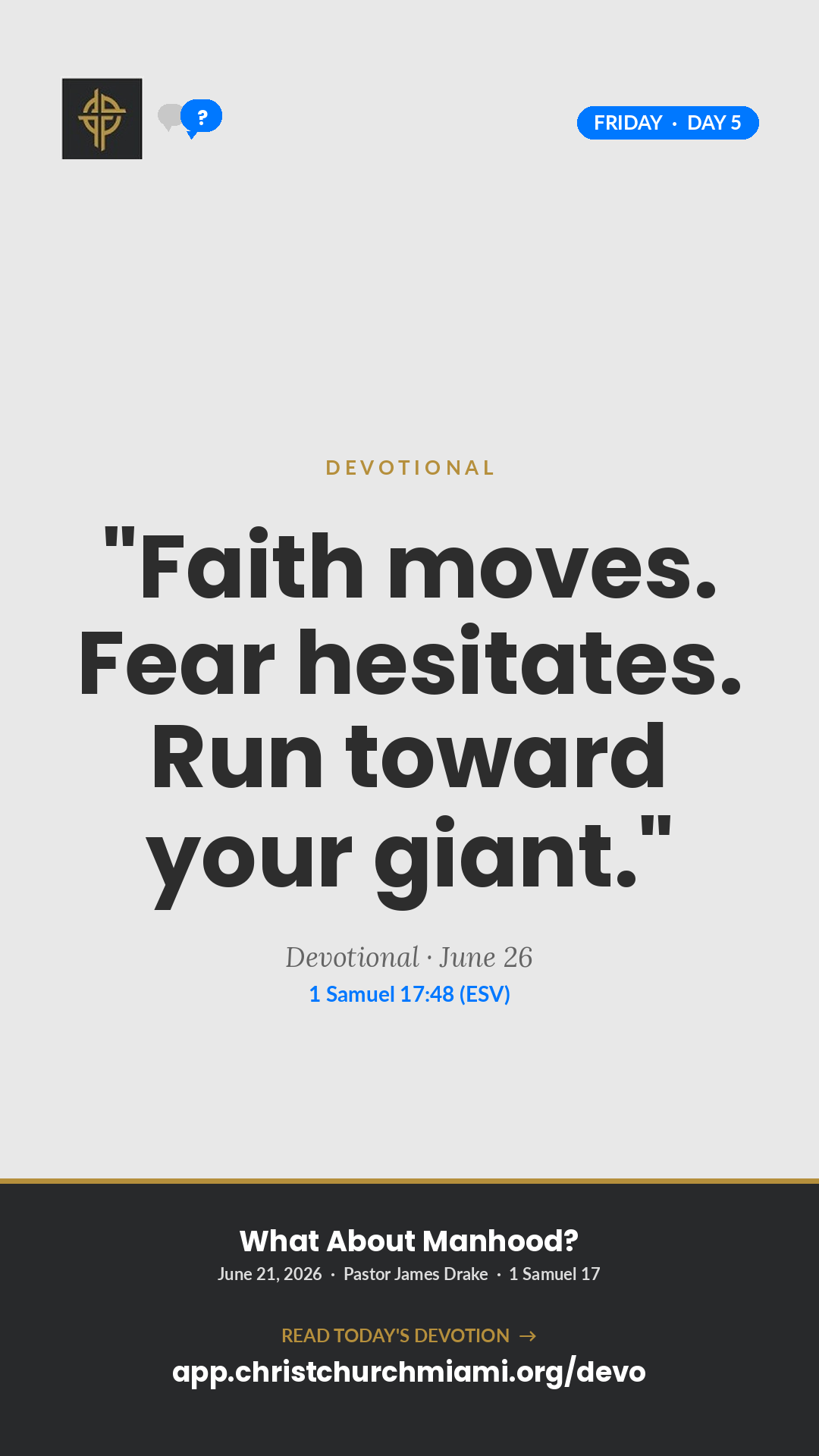 Run Toward Your Giant devotional card