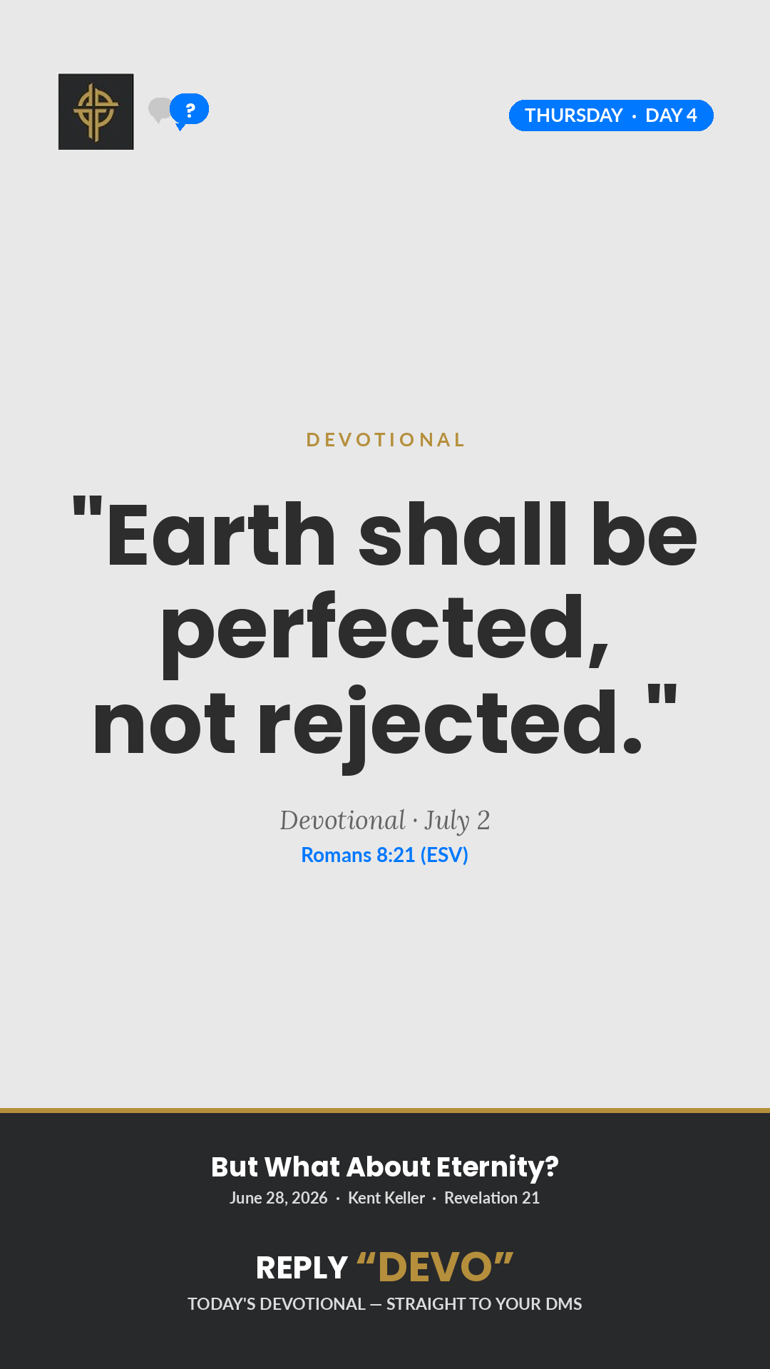 Perfected, Not Rejected devotional card