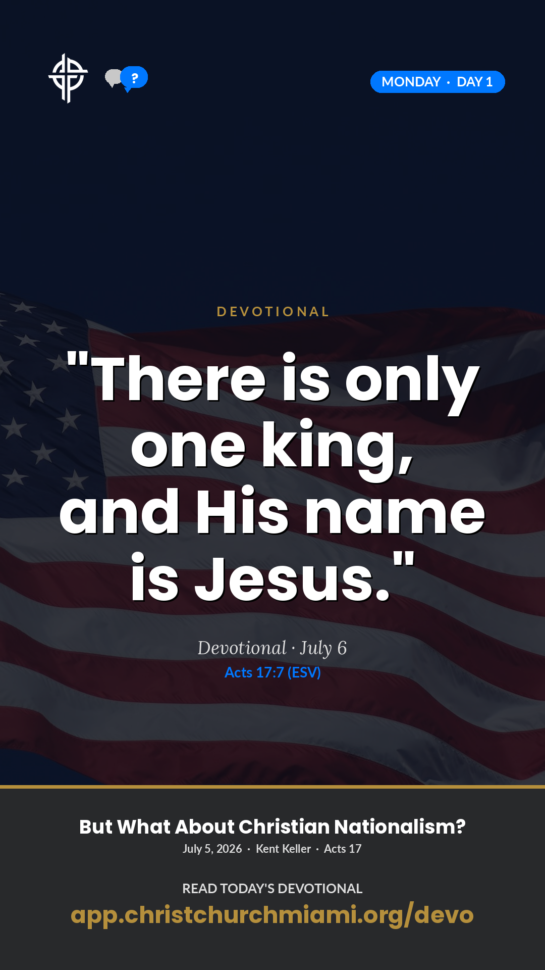 Another King devotional card