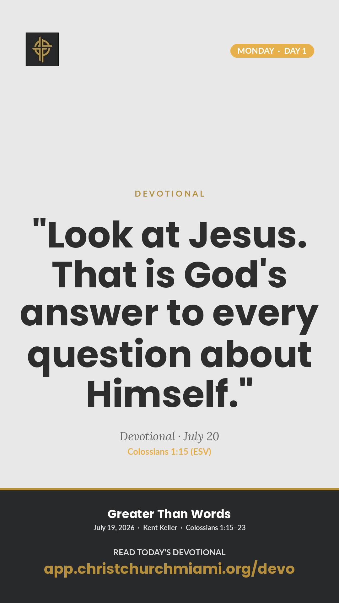 Look at Jesus devotional card