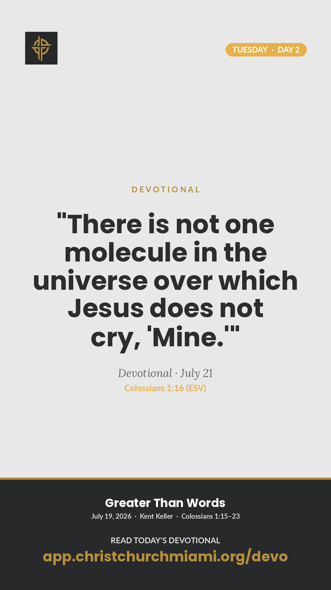 Not One Molecule devotional card