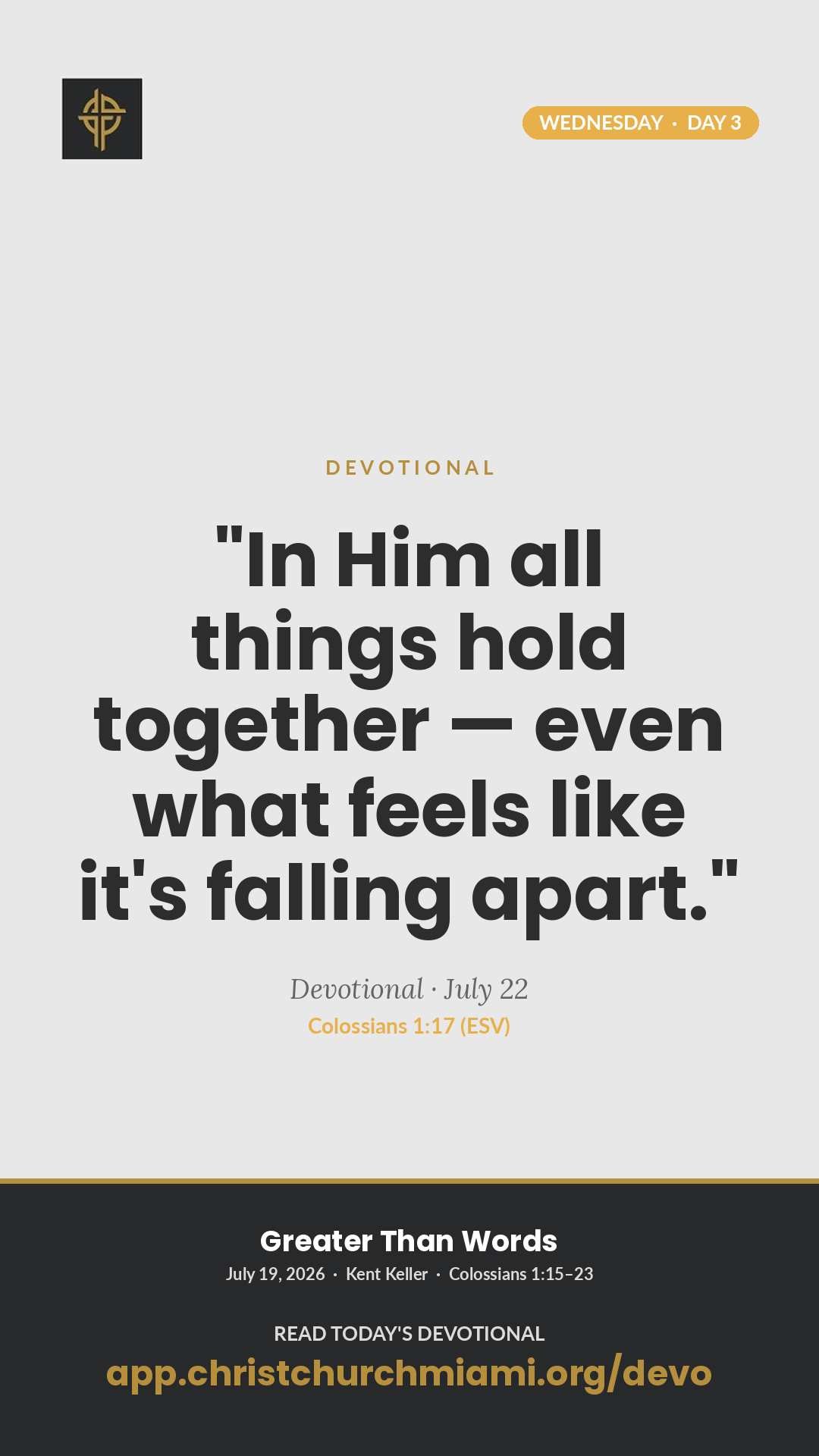 He Holds It Together devotional card